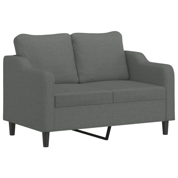 vidaXL Dvivietė sofa su pagalvėlėmis, tamsiai pilka, 120cm, audinys