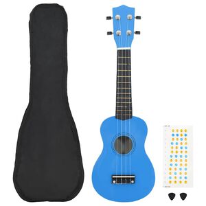 vidaXL Soprano ukulėlės rinkinys su dėklu vaikams, žydra, 21"