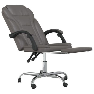 vidaXL Atlošiama biuro kėdė, pilkos spalvos, dirbtinė oda