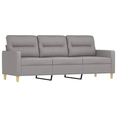 vidaXL Trivietė sofa su pagalvėmis, šviesiai pilka, 180cm, audinys