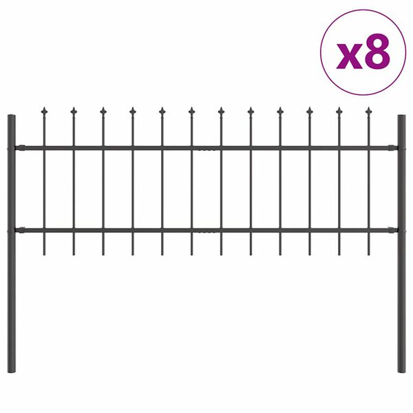 vidaXL Sodo tvora 8 pcs Pilka 13,6 x 0,6 m Miltelinis plienas