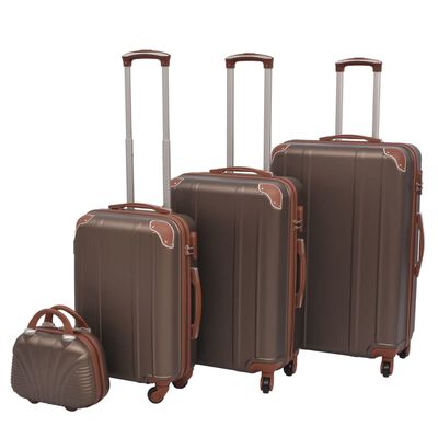 vidaXL 4 Kietų lagaminų su ratukais komplektas, kavos spalvos