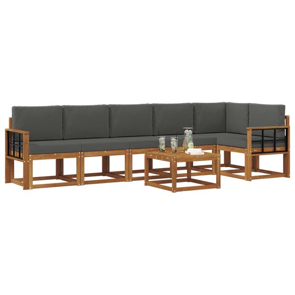 vidaXL Lauko sofos komplektas su pagalve 7 pcs Natūralus ir antracitas