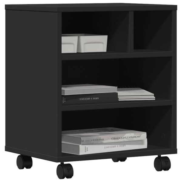 vidaXL Spausdintuvo stovas su ratukais, juodos spalvos, 41x32x48cm