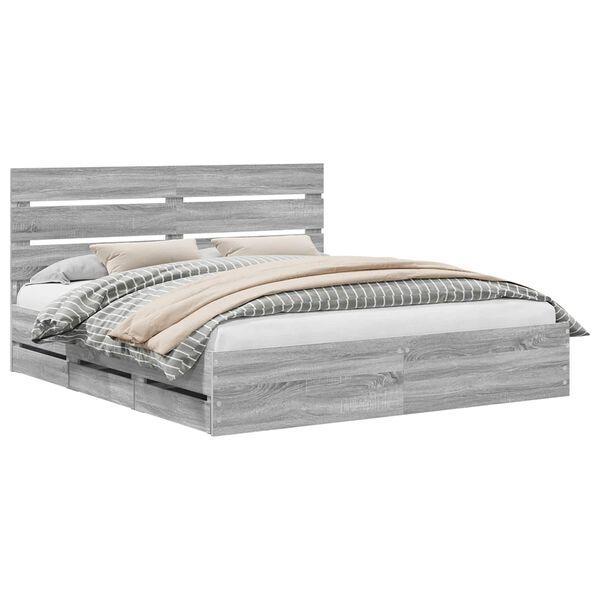 vidaXL Lovos rėmas Pilkas Sonoma 200 x 200 cm Inžinerinė mediena