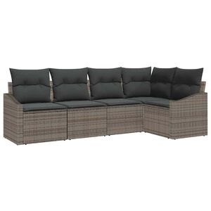 vidaXL Sodo Sofų Rinkinys su pagalve 5 pcs Pilka poliratanas