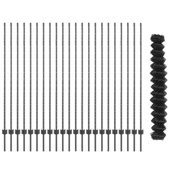 vidaXL Tvora su stulpais Pilka 1,6 x 25 m Plienas ir PVC