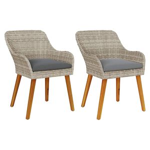 vidaXL Sodo Kėdė 2 pcs &Scaron;viesiai pilka 62,5 x 55 x 82 cm poliratanas