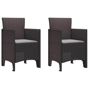vidaXL Sodo Kėdė 2 pcs Ruda 53 x 49 x 85 cm PP