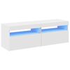 vidaXL TV spintelės su LED ap&scaron;vietimu, 2vnt., baltos, 60x35x40cm