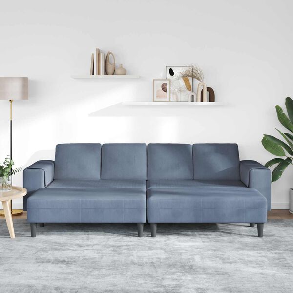 vidaXL Sofa su pagalve Mėlyna 250 x 188 x 76 cm Kordūrinis audinys
