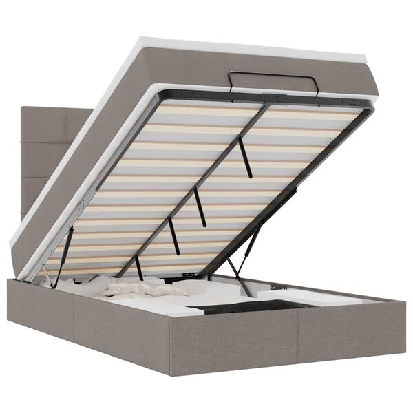 vidaXL Osmanų lovos rėmas su čiužiniu, taupe, 120x190 cm, audinys