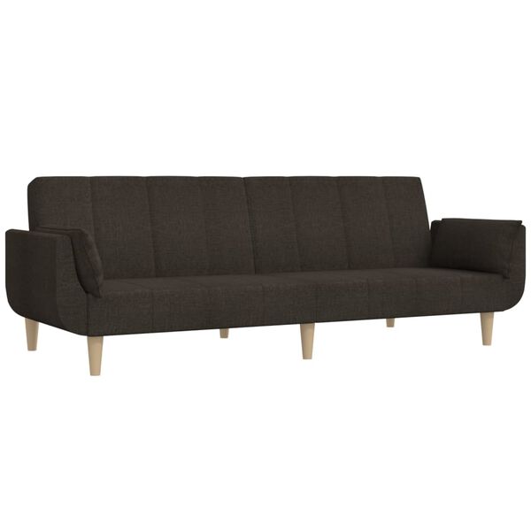 vidaXL Dvivietė sofa-lova su pakoja ir pagalvėmis, ruda, audinys
