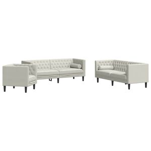 vidaXL Chesterfield sofų komplektas su pagalvėlėmis, 3 dalių, kreminė