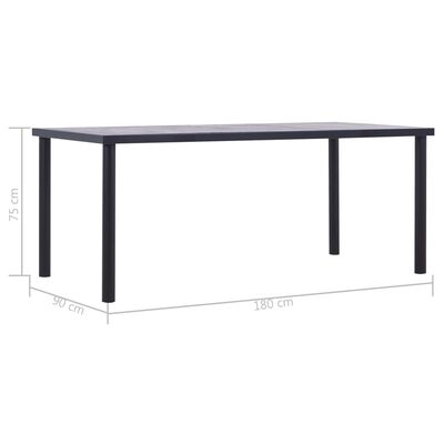 vidaXL Valgomojo stalas, juodas ir betono pilkas, 180x90x75cm, MDF