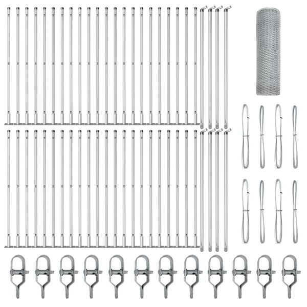 vidaXL Tvorelės stulpas Sidabro 100 x 1 m (13 mm tinklas) Plienas