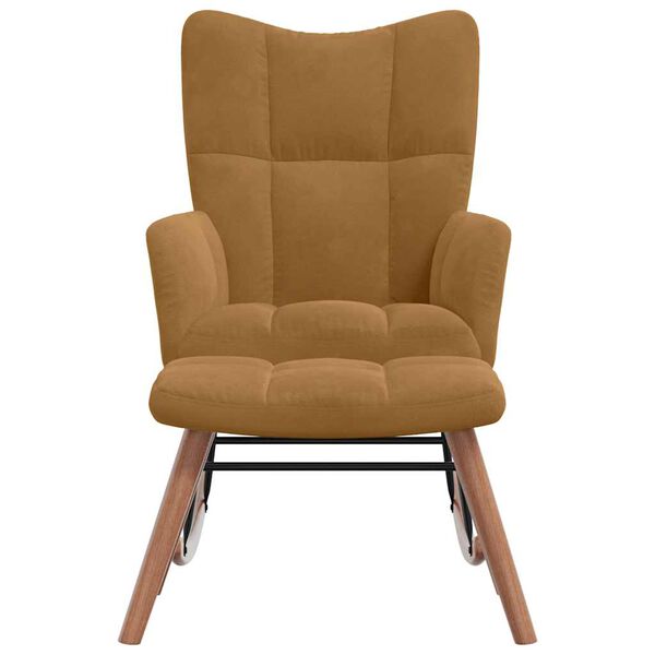 vidaXL Supamoji kėdė su taburetėle, rudas aksomas