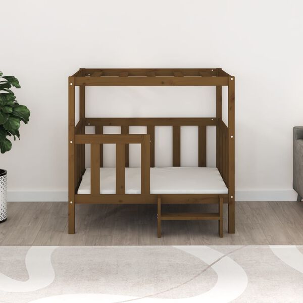 vidaXL Lova &scaron;unims, medaus ruda, 105,5x83,5x100cm, pu&scaron;ies masyvas