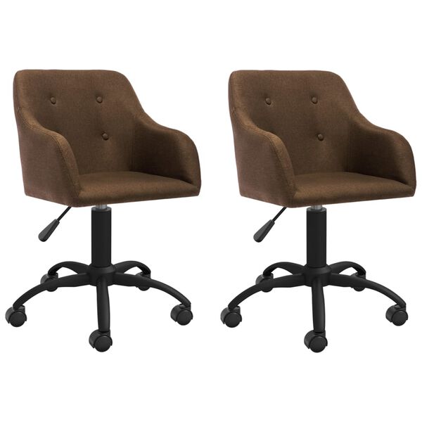vidaXL Pasukamos valgomojo kėdės, 2vnt., rudos spalvos, audinys