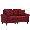 vidaXL Dvivietė sofa su pagalvėmis, raudonojo vyno, 120cm, aksomas