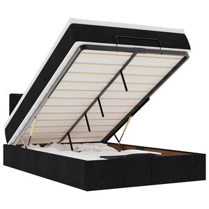 vidaXL Osmanų lova su čiužiniu ir LED, juodas, 120x190cm, audinys