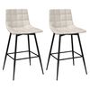 vidaXL Baro taburetės, 2vnt., kreminės spalvos, aksomas