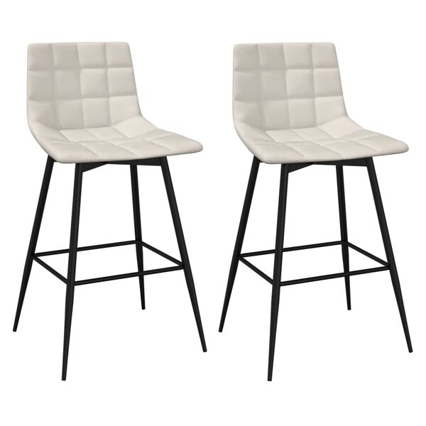 vidaXL Baro taburetės, 2vnt., kreminės spalvos, aksomas