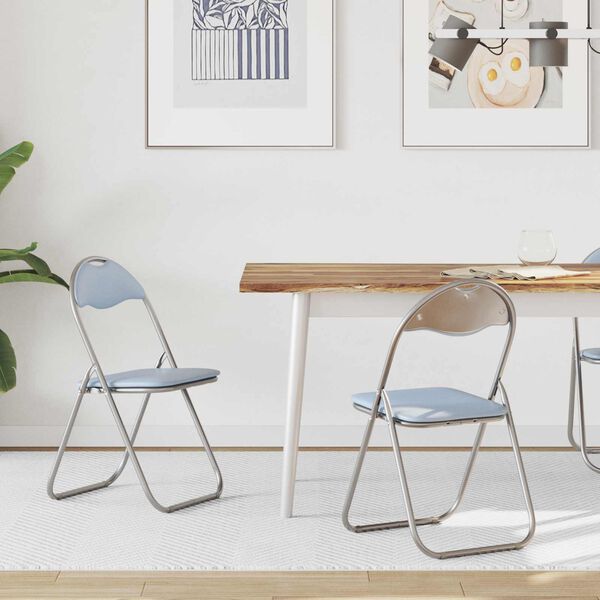 vidaXL Sulankstoma kėdė 2 pcs Pilka 48 x 43,5 x 81 cm Dirbtinė oda