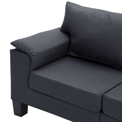vidaXL Trivietė sofa, tamsiai pilkos spalvos, audinys