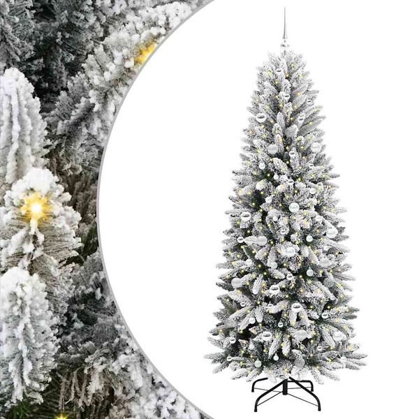 vidaXL Dirbtinė Kalėdų eglutė su 300 LED s stovu Balta 210 cm