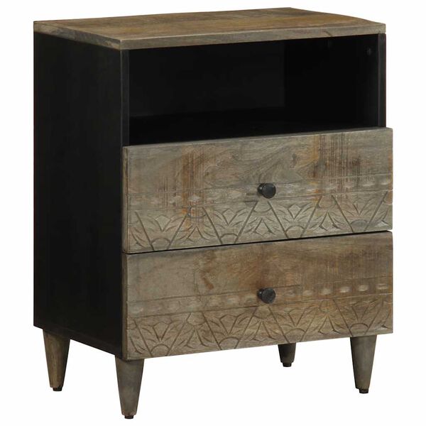 vidaXL naktinė spintelė &scaron;viesiai pilka 50x33x60 cm medžio masyvo mango