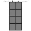 vidaXL Stumdomos durys su įrangos rinkiniu, juodas, 90x205 cm