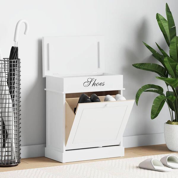 vidaXL Spintelė batams, baltos sp., 50x28x58cm, paulovnijos mediena