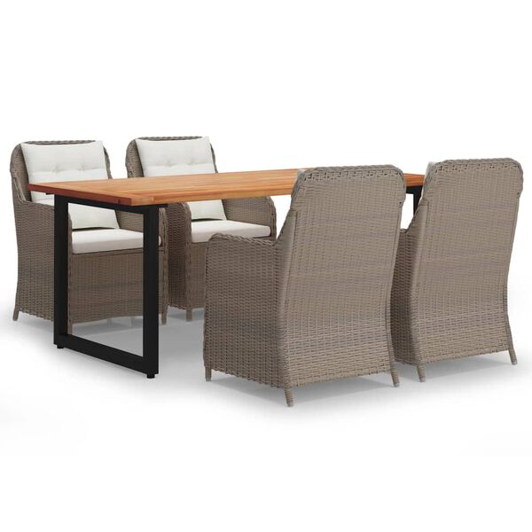 vidaXL Sodo komplektas su pagalvėlėmis, 5 dalių, rudas, poliratanas