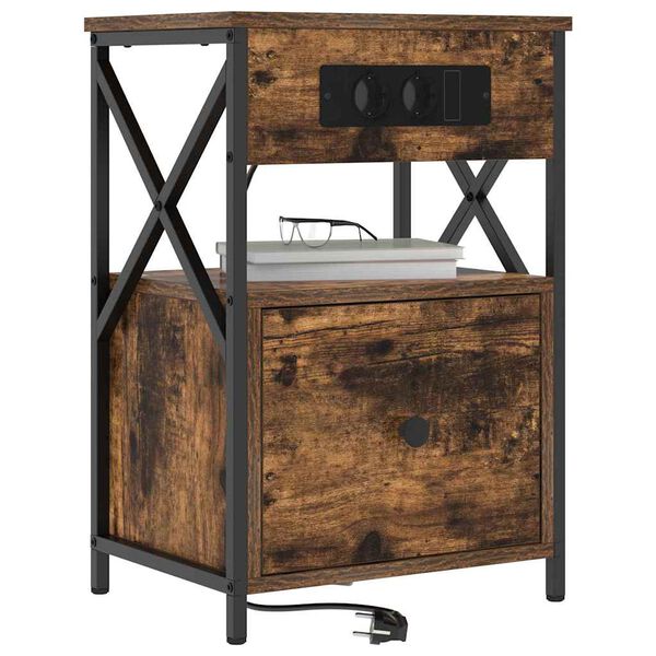 vidaXL &Scaron;alia lovos spintelė su stalčių Rūkyta ąžuolas 40 x 31 x 60 cm