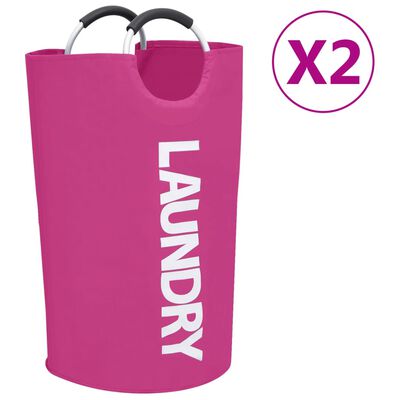 vidaXL Skalbinių rūšiavimo krepšiai, 2vnt., rožinės spalvos