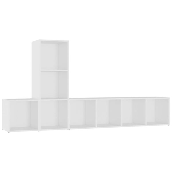vidaXL Televizoriaus spintelių komplektas, 3 dalių, baltas, MDP