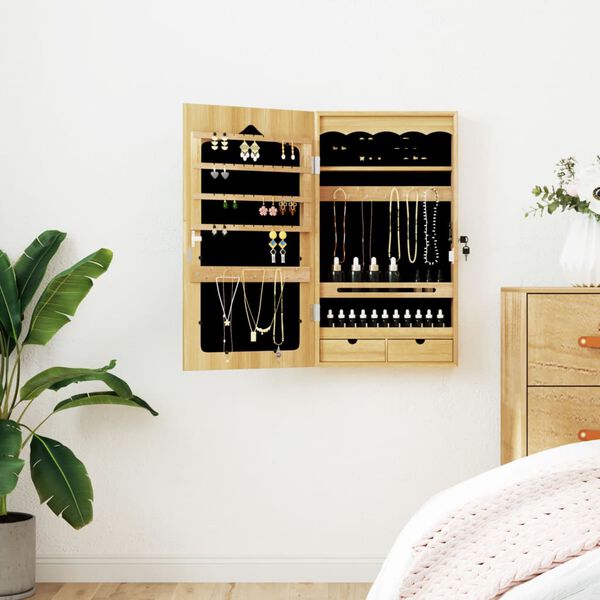 vidaXL Veidrodinė papuošalų spintelė, 37,5x10x67cm, sieninė