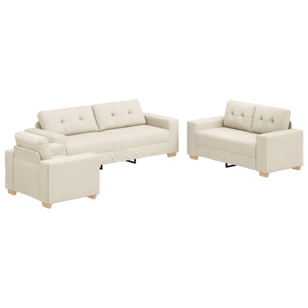 vidaXL Sofa 3 pcs Smėlio 221 x 80 x 80 cm Lino mi&scaron;inio audinys