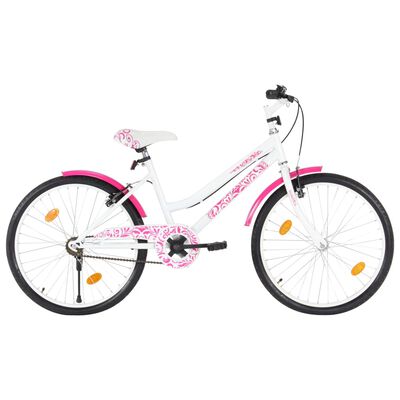 vidaXL Vaikiškas dviratis, rožinės ir baltos spalvos, 24 colių