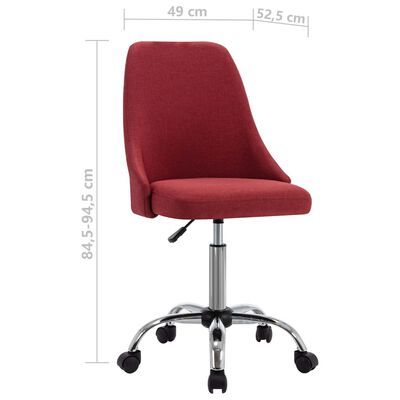 vidaXL Biuro kėdės su ratukais, 2vnt., vyno raudonos, audinys (323234)