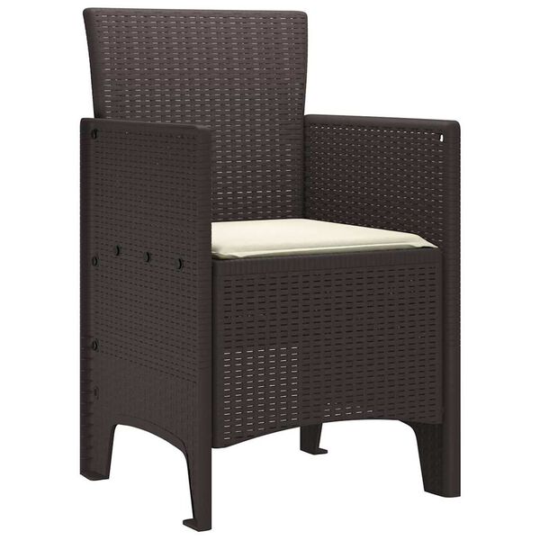 vidaXL Sodo Kėdė 2 pcs Ruda 53 x 49 x 85 cm PP