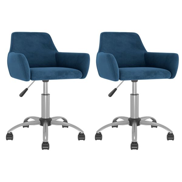 vidaXL Pasukamos valgomojo kėdės, 2vnt., mėlynos spalvos, aksomas
