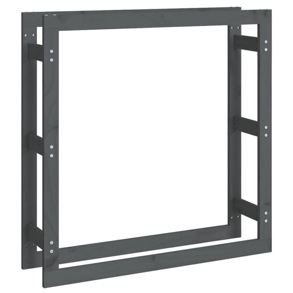 vidaXL Stovas malkoms, pilkas, 100x25x100cm, pušies medienos masyvas