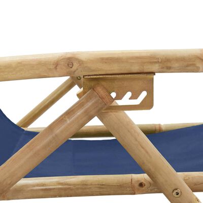 vidaXL Atlošiama poilsio kėdė, tamsiai mėlyna, bambukas ir audinys