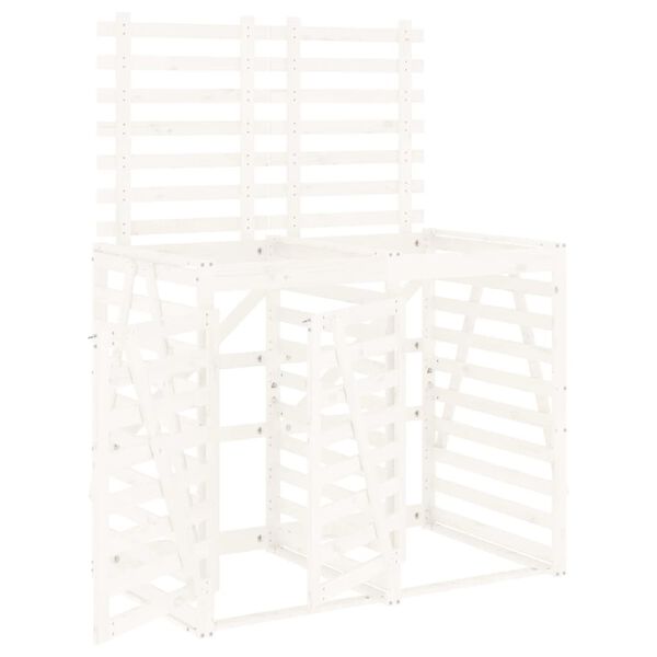 vidaXL Dviguba konteinerių pastogė, balta, pu&scaron;ies medienos masyvas