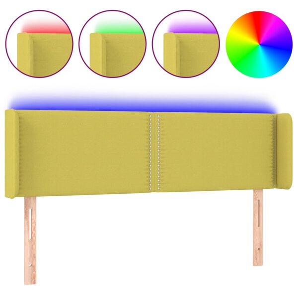 vidaXL Galvūgalis su LED, žalios spalvos, 147x16x78/88cm, audinys