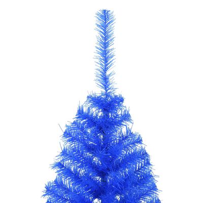 vidaXL Dirbtinė pusinė Kalėdų eglutė su stovu, mėlyna, 150cm, PVC
