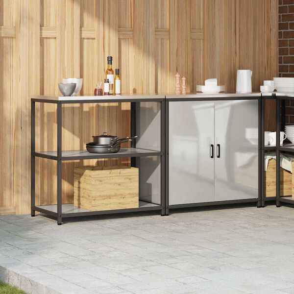 vidaXL Virtuvės saugojimo rinkinys 2 pcs Sidabro Cinkuota plienas