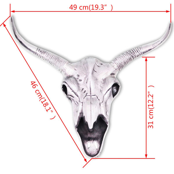 vidaXL Kaukolės dekoracija, mont. prie sienos, aliuminis, sidabro sp.